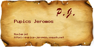 Pupics Jeromos névjegykártya